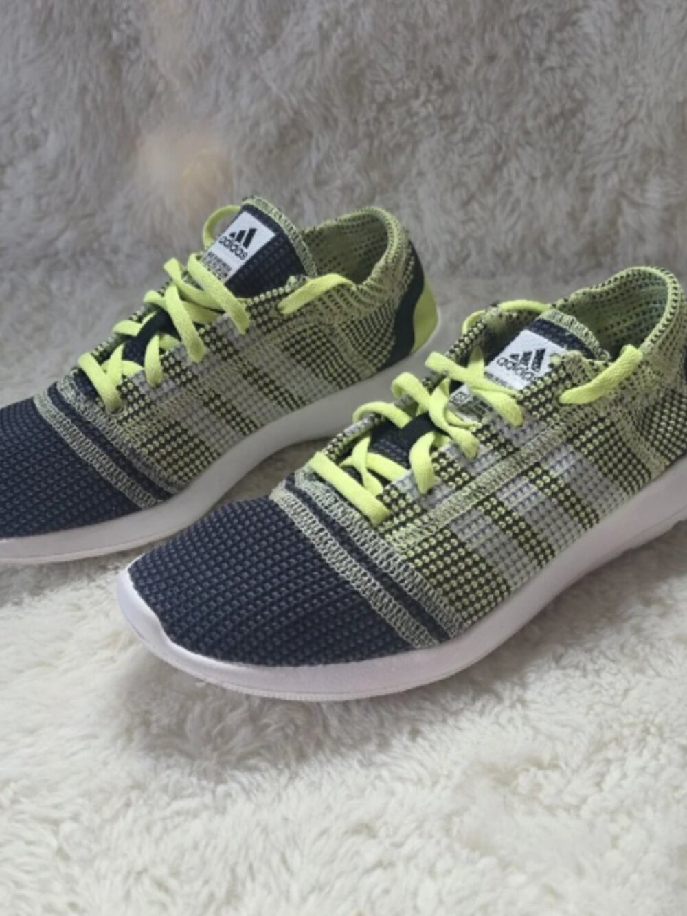 Adidas Element Refine Tricot Neon Slime Lime Black Men Size 7 Athletic Runners